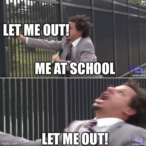 Eric Andre Let Me In (blank) | LET ME OUT! ME AT SCHOOL; LET ME OUT! | image tagged in eric andre let me in blank | made w/ Imgflip meme maker