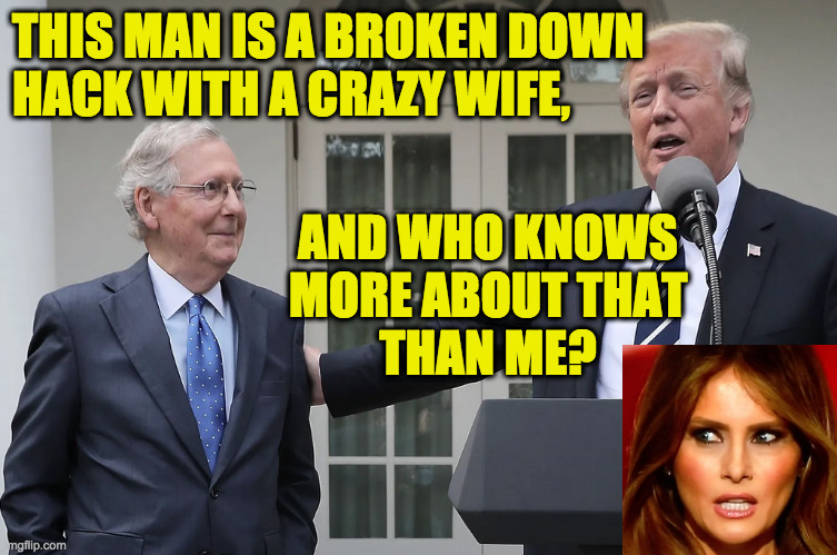 What makes Trump such a good judge of character?  Ask Ted Cruz. | THIS MAN IS A BROKEN DOWN
HACK WITH A CRAZY WIFE, AND WHO KNOWS
MORE ABOUT THAT
THAN ME? | image tagged in memes,broken down hacks,crazy republicans | made w/ Imgflip meme maker