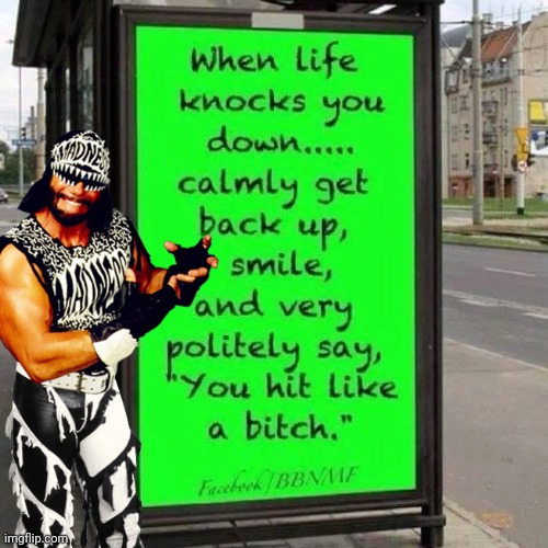 Macho Man when life knocks you down | image tagged in inspirational quote | made w/ Imgflip meme maker