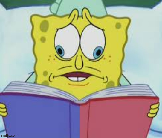 Spongebob reading two pages | image tagged in spongebob reading two pages | made w/ Imgflip meme maker