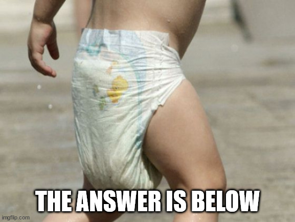 diaper-loaded | THE ANSWER IS BELOW | image tagged in diaper-loaded | made w/ Imgflip meme maker