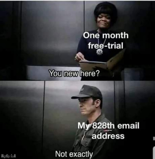 never ending free trial | image tagged in email,free,trail | made w/ Imgflip meme maker
