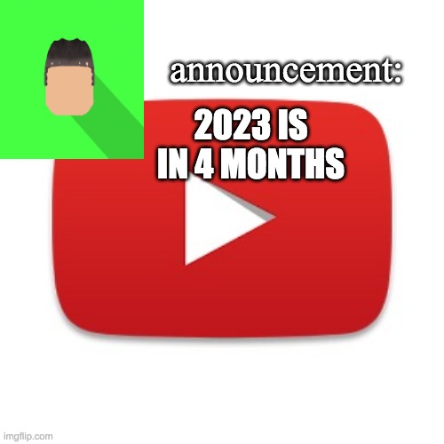 Kyrian247 announcement | 2023 IS IN 4 MONTHS | image tagged in kyrian247 announcement | made w/ Imgflip meme maker