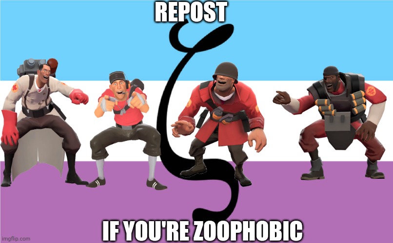 Dew it. | REPOST; IF YOU'RE ZOOPHOBIC | image tagged in zoophile flag | made w/ Imgflip meme maker