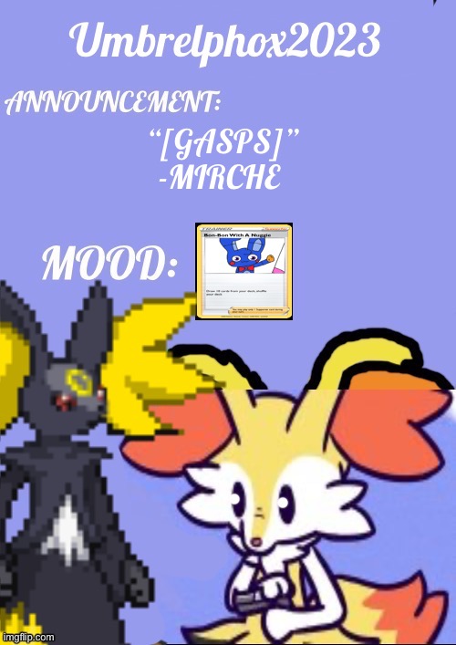 Smol | “[GASPS]”

-MIRCHE | image tagged in umbrelphox2023 announcement template | made w/ Imgflip meme maker
