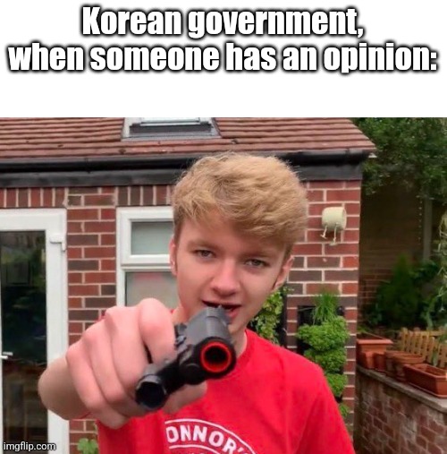 Tommyinnit | Korean government, when someone has an opinion: | image tagged in tommyinnit,government,korea | made w/ Imgflip meme maker