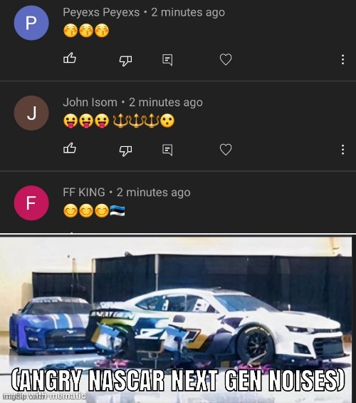 If you get comment bots on your YouTube channel like this just remove them | image tagged in memes,nascar | made w/ Imgflip meme maker