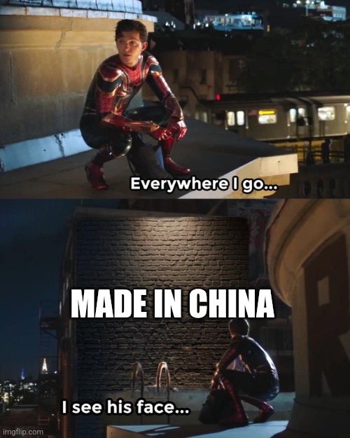 It's so hard to find something not made in china | MADE IN CHINA | image tagged in everywhere i go i see his face | made w/ Imgflip meme maker