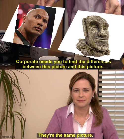 Rock vs Rock | image tagged in they are the same picture,rock,dwayne johnson,statue | made w/ Imgflip meme maker