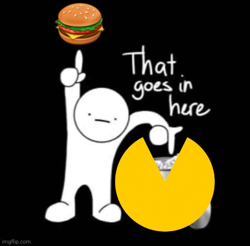 Burger eat | 🍔 | image tagged in that goes in here,burger,pacman,memes,funny | made w/ Imgflip meme maker