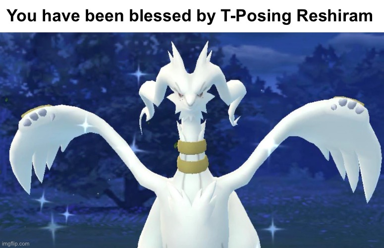 You have been blessed by T-Posing Reshiram | image tagged in pokemon,reshiram | made w/ Imgflip meme maker