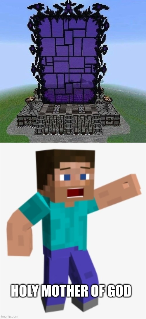 NOW THAT'S A NETHER PORTAL | HOLY MOTHER OF GOD | image tagged in minecraft,minecraft memes,minecraft steve,nether | made w/ Imgflip meme maker
