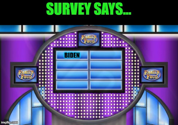 Survey says.... | SURVEY SAYS... BIDEN | image tagged in survey says | made w/ Imgflip meme maker