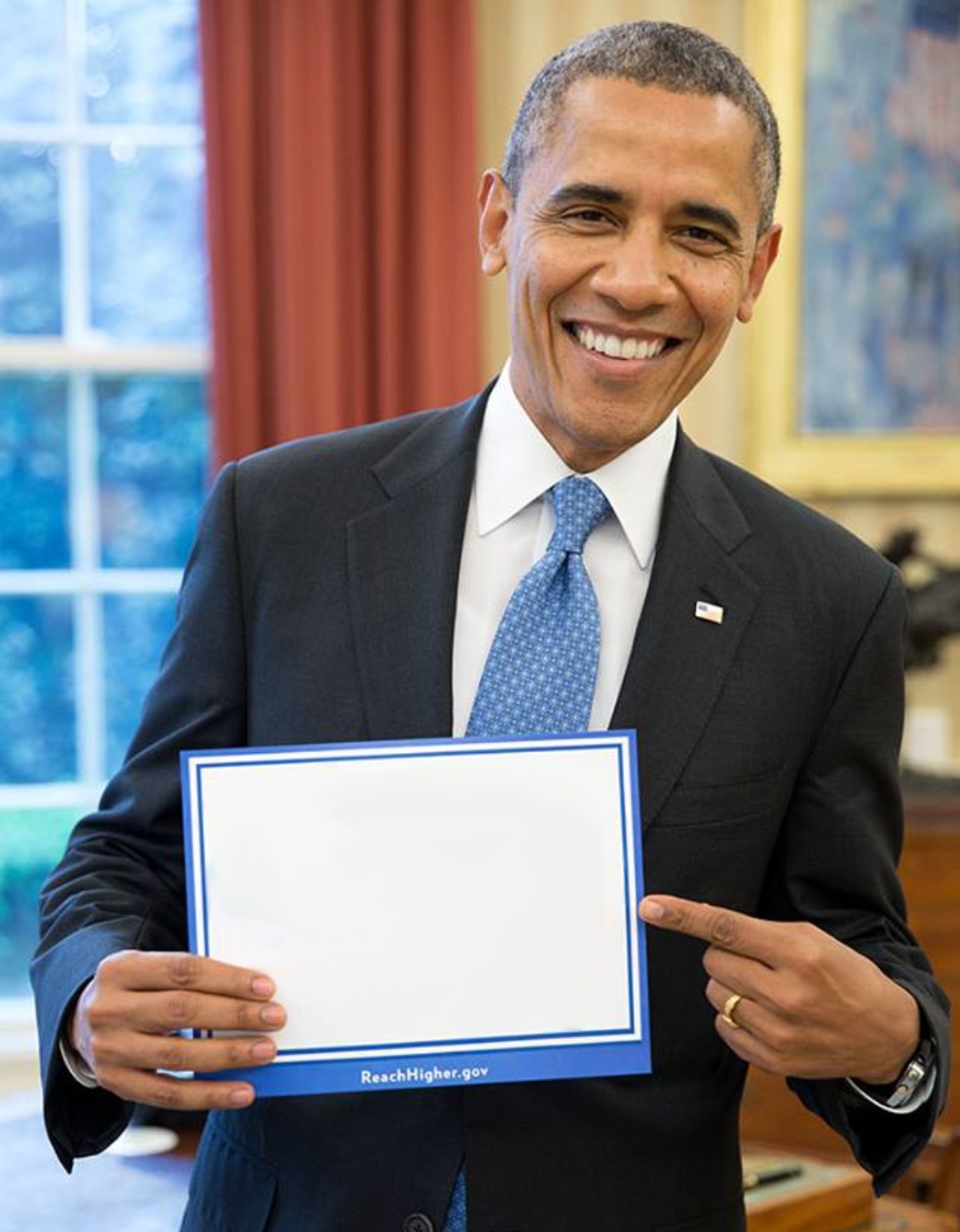 High Quality Barrack Obama Holds Sign Blank Meme Template
