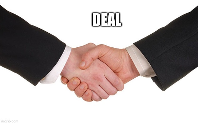 Business Handshake | DEAL | image tagged in business handshake | made w/ Imgflip meme maker