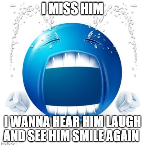 Crying Blue guy | I MISS HIM; I WANNA HEAR HIM LAUGH AND SEE HIM SMILE AGAIN | image tagged in crying blue guy | made w/ Imgflip meme maker