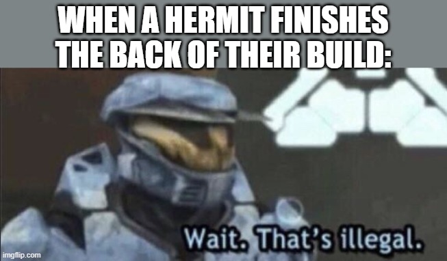 Wait that’s illegal | WHEN A HERMIT FINISHES THE BACK OF THEIR BUILD: | image tagged in wait that s illegal | made w/ Imgflip meme maker