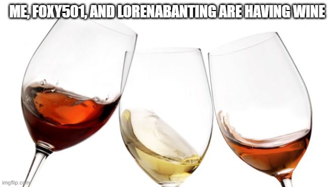 Red White and Rose Wine | ME, FOXY501, AND LORENABANTING ARE HAVING WINE | image tagged in red white and rose wine | made w/ Imgflip meme maker