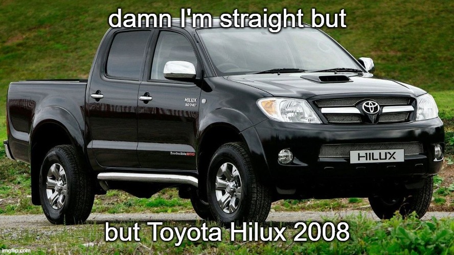 im probably gonna get a gen 7 Hilux for my first car | damn I'm straight but; but Toyota Hilux 2008 | image tagged in toyota | made w/ Imgflip meme maker