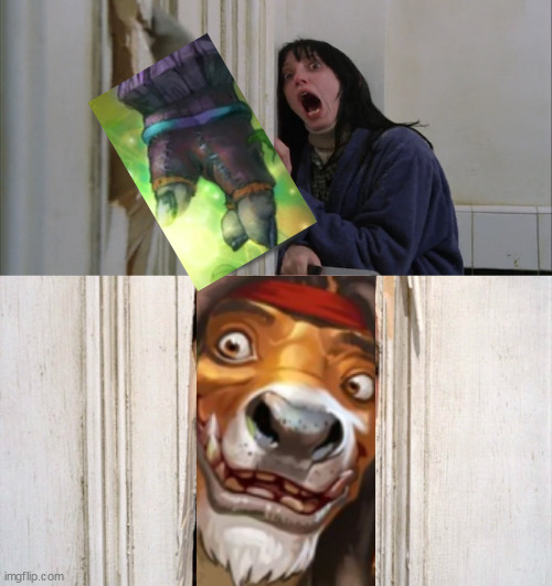 Literally every druid in Hearthstone. Every single one! | image tagged in jack torrance axe shining,hearthstone,druid | made w/ Imgflip meme maker