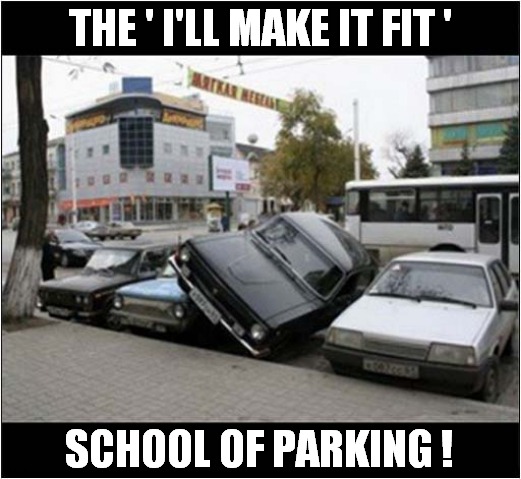Success ! | THE ' I'LL MAKE IT FIT '; SCHOOL OF PARKING ! | image tagged in task failed successfully,parking | made w/ Imgflip meme maker
