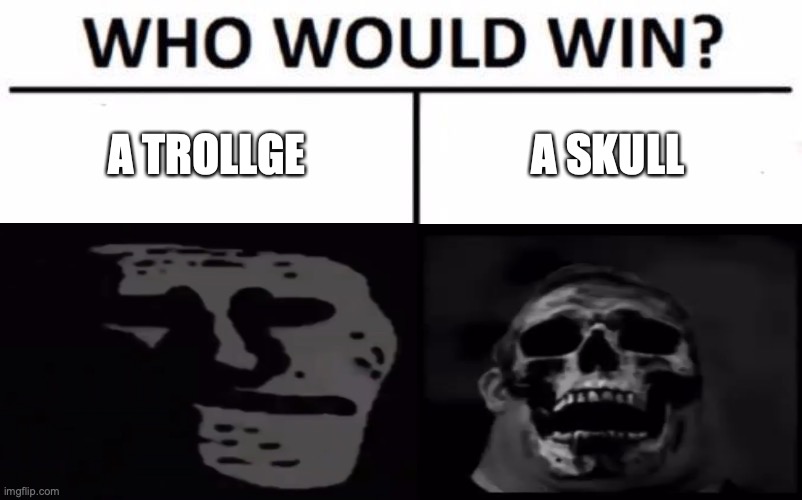 A TROLLGE; A SKULL | image tagged in idk | made w/ Imgflip meme maker