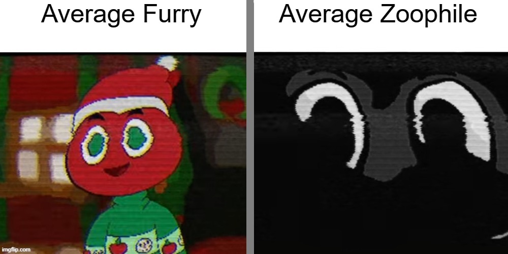 andy the apple and dark andy the apple | Average Furry; Average Zoophile | image tagged in andy the apple and dark andy the apple | made w/ Imgflip meme maker