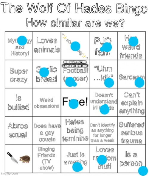 I follow SSC Napoli btw | EHH I FOLLOW FOOTBALL (SOCCER) BUT I DON’T PLAY | image tagged in thewolfofhades bingo | made w/ Imgflip meme maker