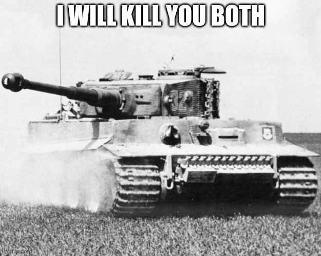 tiger 1 | I WILL KILL YOU BOTH | image tagged in tiger 1 | made w/ Imgflip meme maker