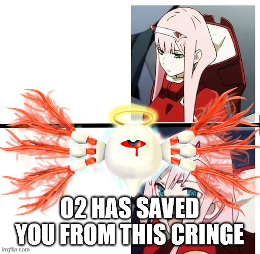 zero two saves you from zero two(the anime girl) | image tagged in kirby,anime | made w/ Imgflip meme maker
