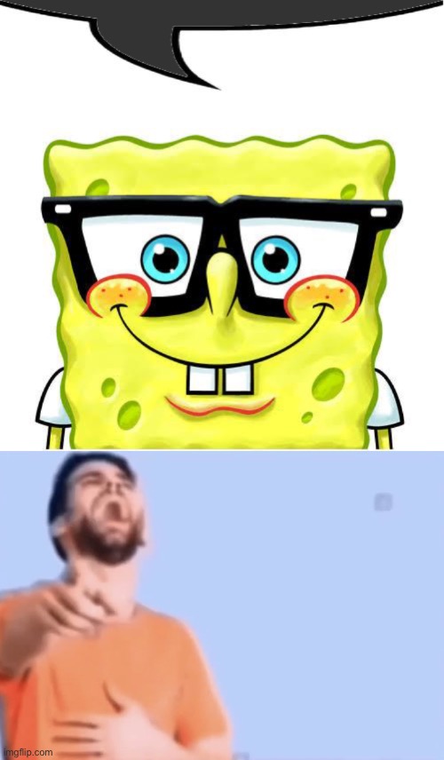 image tagged in nerd spongebob dark,laughing and pointing | made w/ Imgflip meme maker