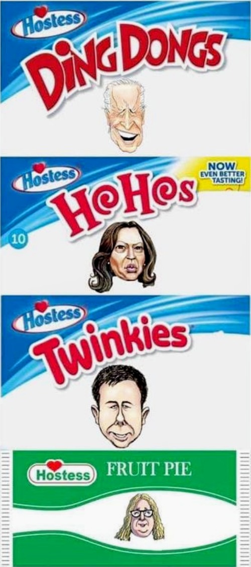 Democrats: Ding Dongs, HoHos, Twinkies, and Fruit Pies | image tagged in democrats,ding dongs,hohos,twinkies,fruit pies,fruitcakes | made w/ Imgflip meme maker