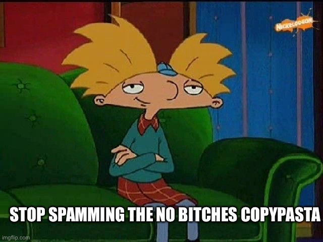 Bruh. | STOP SPAMMING THE NO BITCHES COPYPASTA | image tagged in blue s template | made w/ Imgflip meme maker