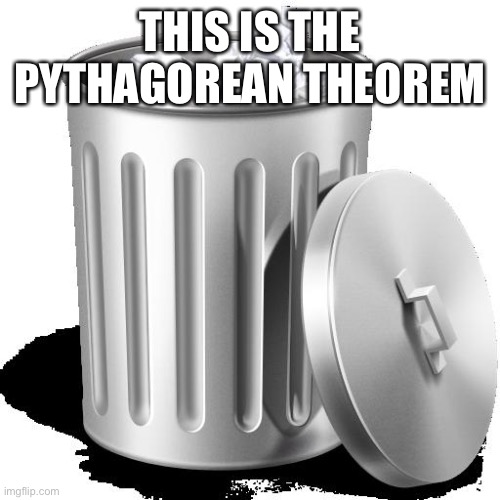 Trash can full | THIS IS THE PYTHAGOREAN THEOREM | image tagged in trash can full | made w/ Imgflip meme maker