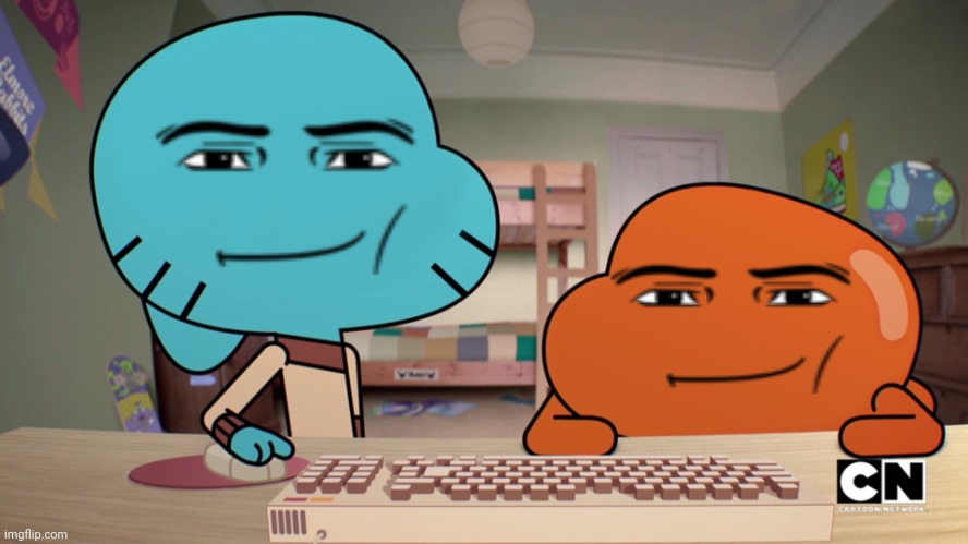 Add a face to gumball an Darwin | image tagged in add a face to gumball an darwin | made w/ Imgflip meme maker