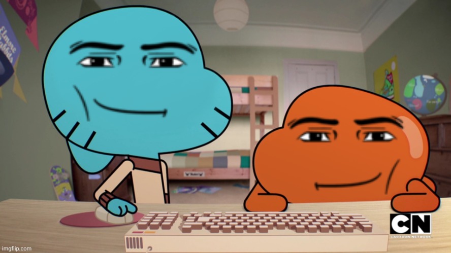 Add a face to gumball an Darwin | image tagged in add a face to gumball an darwin | made w/ Imgflip meme maker
