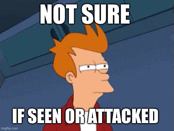Not sure if |  NOT SURE; IF SEEN OR ATTACKED | image tagged in not sure if- fry,futurama fry,fry not sure,not sure if | made w/ Imgflip meme maker