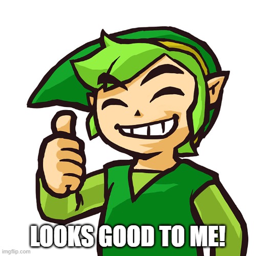 Happy Link | LOOKS GOOD TO ME! | image tagged in happy link | made w/ Imgflip meme maker