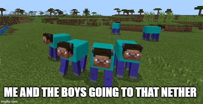 me and the boys | ME AND THE BOYS GOING TO THAT NETHER | image tagged in me and the boys | made w/ Imgflip meme maker