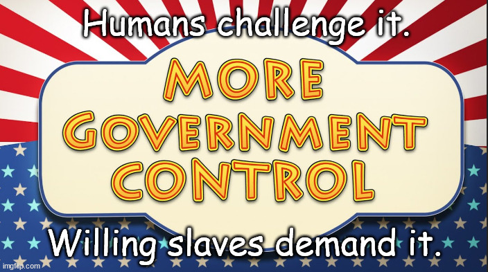 Human or a Willing Slave? | Humans challenge it. Willing slaves demand it. | image tagged in memes | made w/ Imgflip meme maker