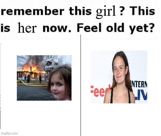 Time flies by... | girl; her | image tagged in remember this guy,then vs now | made w/ Imgflip meme maker