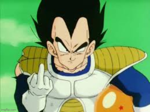 Vegeta Middle Finger | image tagged in vegeta middle finger | made w/ Imgflip meme maker