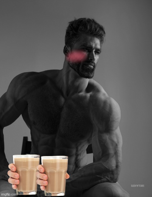 Giga Chad giving you choccy milk | image tagged in giga chad,memes | made w/ Imgflip meme maker