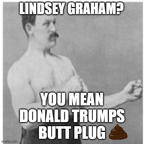 Overly Manly Man The Truth Matters | LINDSEY GRAHAM? YOU MEAN
DONALD TRUMPS
BUTT PLUG | image tagged in memes,overly manly man,lindsey graham,donald trump approves,trump supporters | made w/ Imgflip meme maker