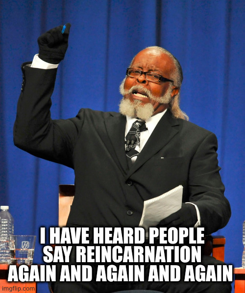 Serious Preacher | I HAVE HEARD PEOPLE SAY REINCARNATION AGAIN AND AGAIN AND AGAIN | image tagged in serious preacher | made w/ Imgflip meme maker