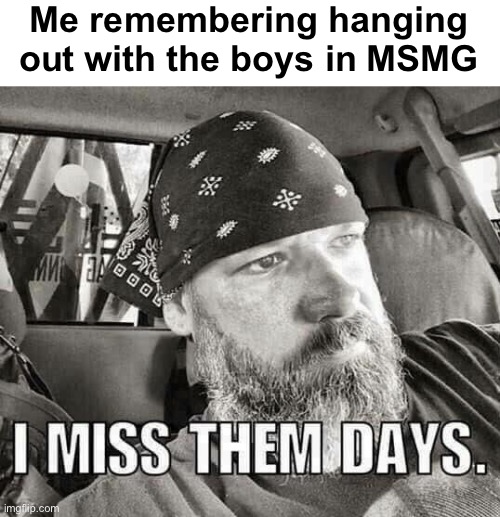 They don’t even remember me. :( | Me remembering hanging out with the boys in MSMG | image tagged in i miss them days | made w/ Imgflip meme maker