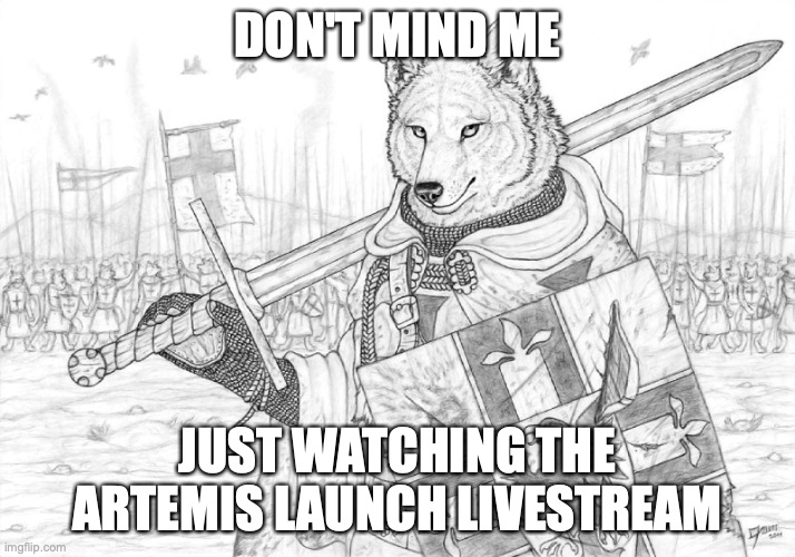 Fursader. | DON'T MIND ME; JUST WATCHING THE ARTEMIS LAUNCH LIVESTREAM | image tagged in fursader | made w/ Imgflip meme maker
