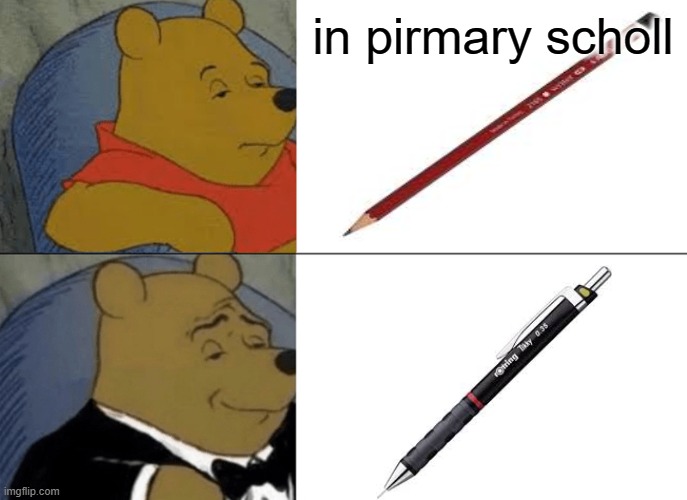 is a true | in pirmary scholl | image tagged in memes,tuxedo winnie the pooh | made w/ Imgflip meme maker