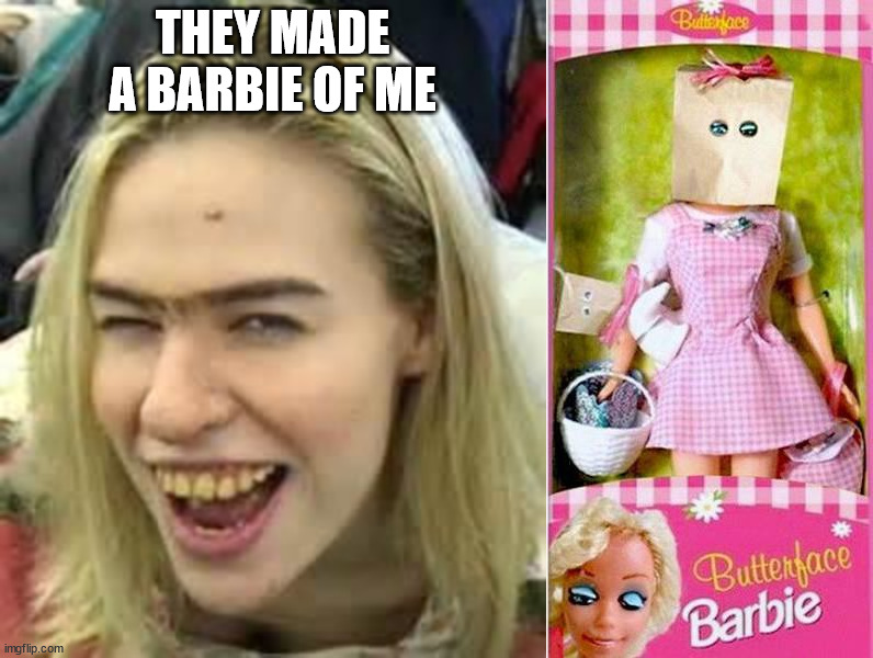 THEY MADE A BARBIE OF ME | image tagged in ugly girl,fake | made w/ Imgflip meme maker