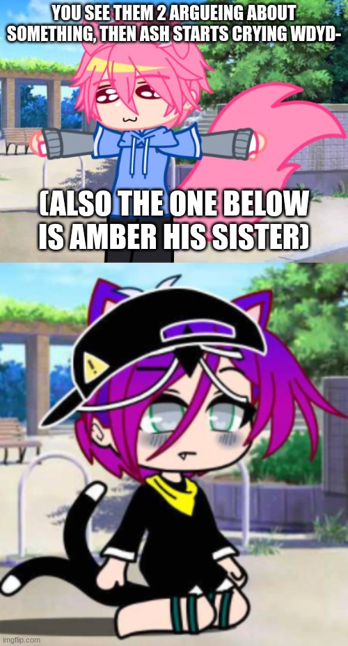YOU SEE THEM 2 ARGUEING ABOUT SOMETHING, THEN ASH STARTS CRYING WDYD-; (ALSO THE ONE BELOW IS AMBER HIS SISTER) | image tagged in ash | made w/ Imgflip meme maker